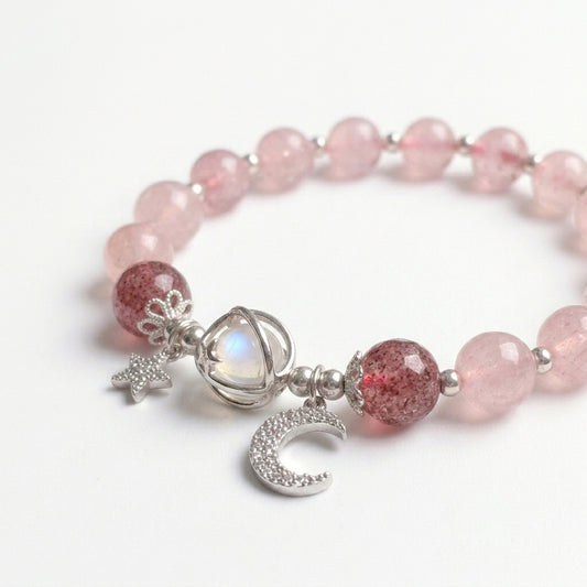 Galaxy Charm Bead Bracelet - Pink