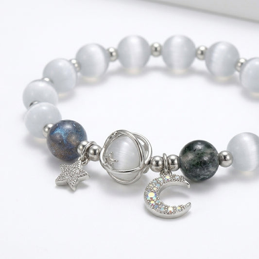 Galaxy Charm Bead Bracelet - Glacier White