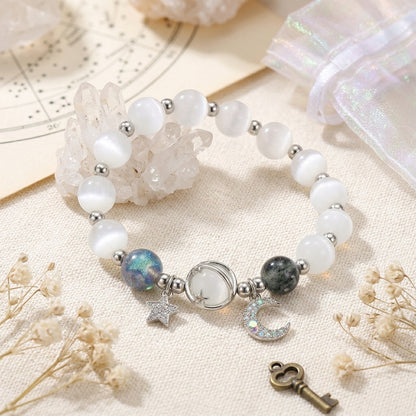 Galaxy Charm Bead Bracelet - Glacier White