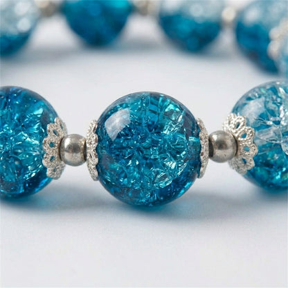 Butterfly Charm Bead Bracelet - Blue