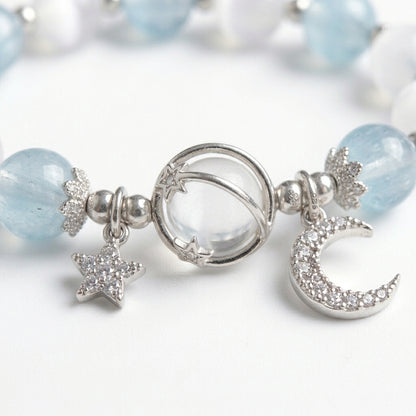 Galaxy Charm Bead Bracelet - Blue/White