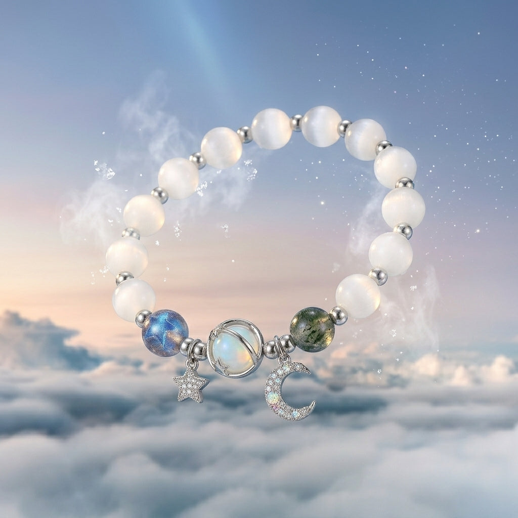 Galaxy Charm Bead Bracelet - Glacier White