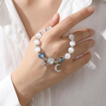 Galaxy Charm Bead Bracelet - Glacier White