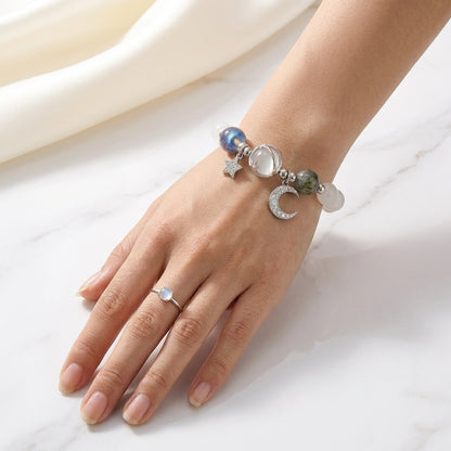 Galaxy Charm Bead Bracelet - Glacier White