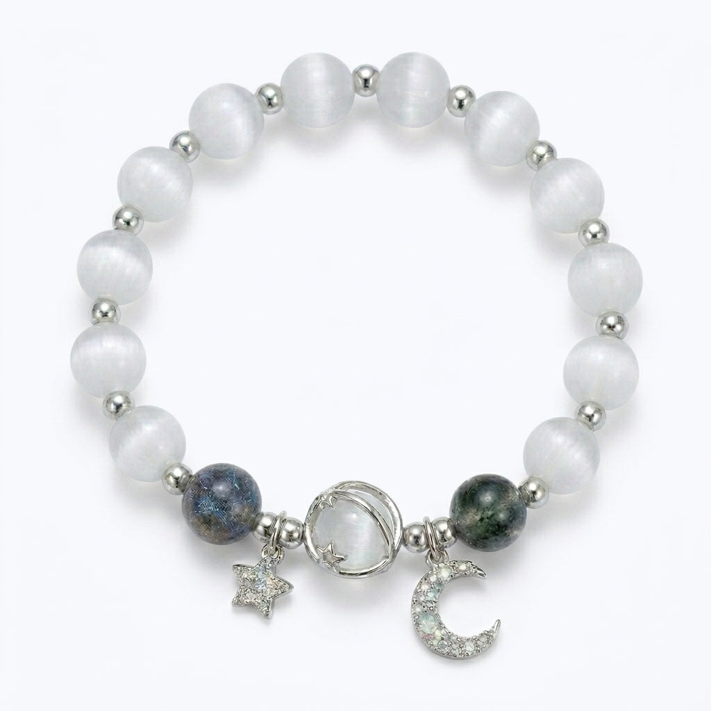 Galaxy Charm Bead Bracelet - Glacier White