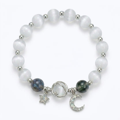 Galaxy Charm Bead Bracelet - Glacier White