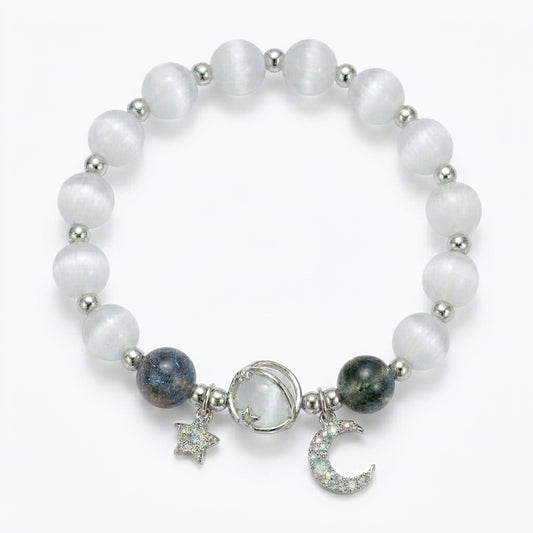 Galaxy Charm Bead Bracelet - Glacier White