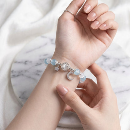 Galaxy Charm Bead Bracelet - Blue/White
