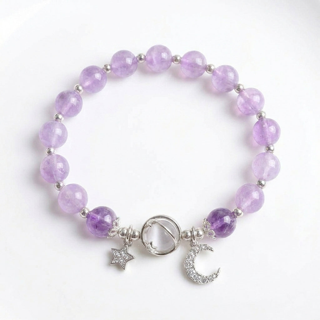 Galaxy Charm Bead Bracelet - Purple