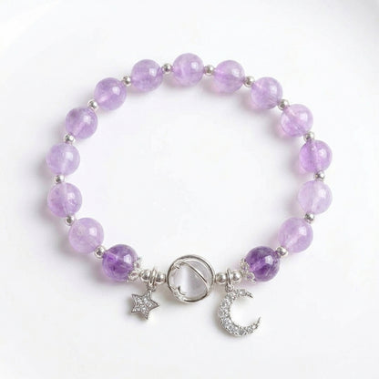 Galaxy Charm Bead Bracelet - Purple