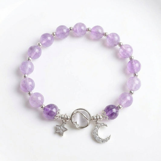 Galaxy Charm Bead Bracelet - Purple