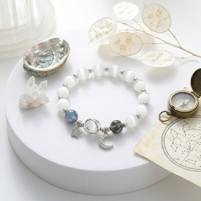 Galaxy Charm Bead Bracelet - Glacier White