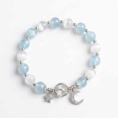 Galaxy Charm Bead Bracelet - Blue/White