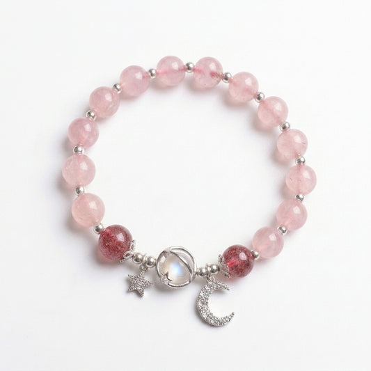 Galaxy Charm Bead Bracelet - Pink