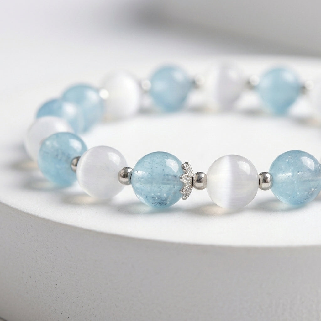 Galaxy Charm Bead Bracelet - Blue/White