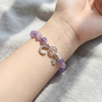 Galaxy Charm Bead Bracelet - Purple