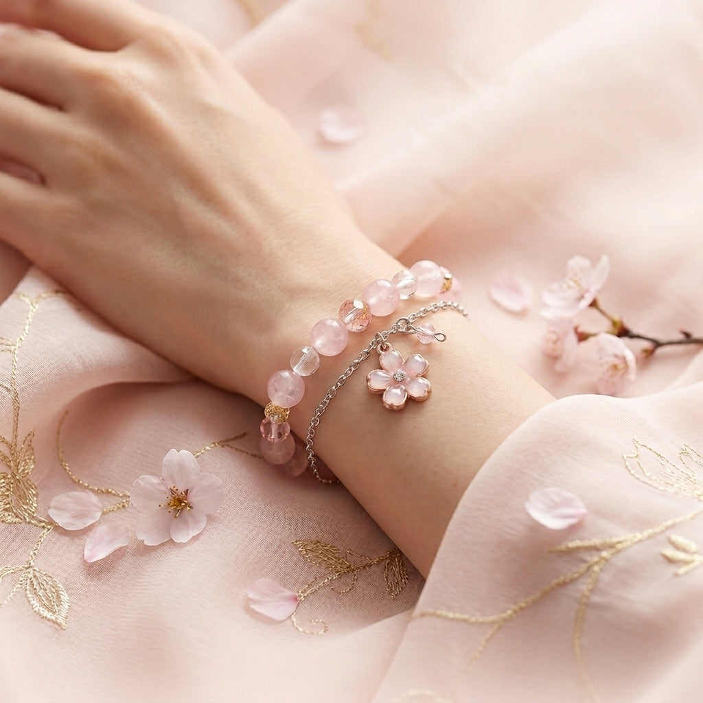 Garden Charm Bead Bracelet - Sakura